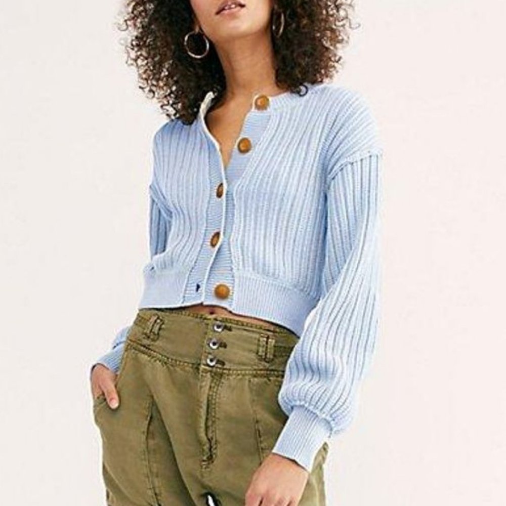 NEW Free People All Yours Cardi Cardigan Blue